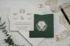 cod - 9283
Invitatie de nunta din carton alb
Plicul este tip buzunar de culoare verde
cu ornament auriu in relief
Pretul contine plic, TVA 
iar inscriptionarea este de 0,70 lei/buc
Montajul este optional = 0,35 lei/buc 